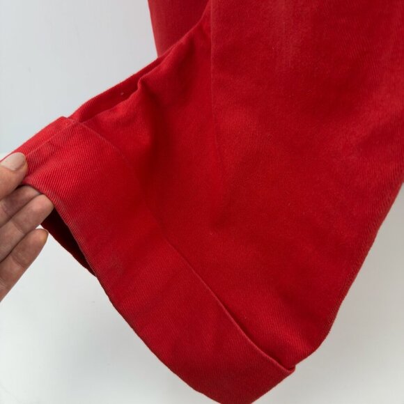 VINTAGE Sailor Nautical Red Flared Long Cuffed Lapel Denim Pleated Pant SEARS 26 - Picture 4 of 5